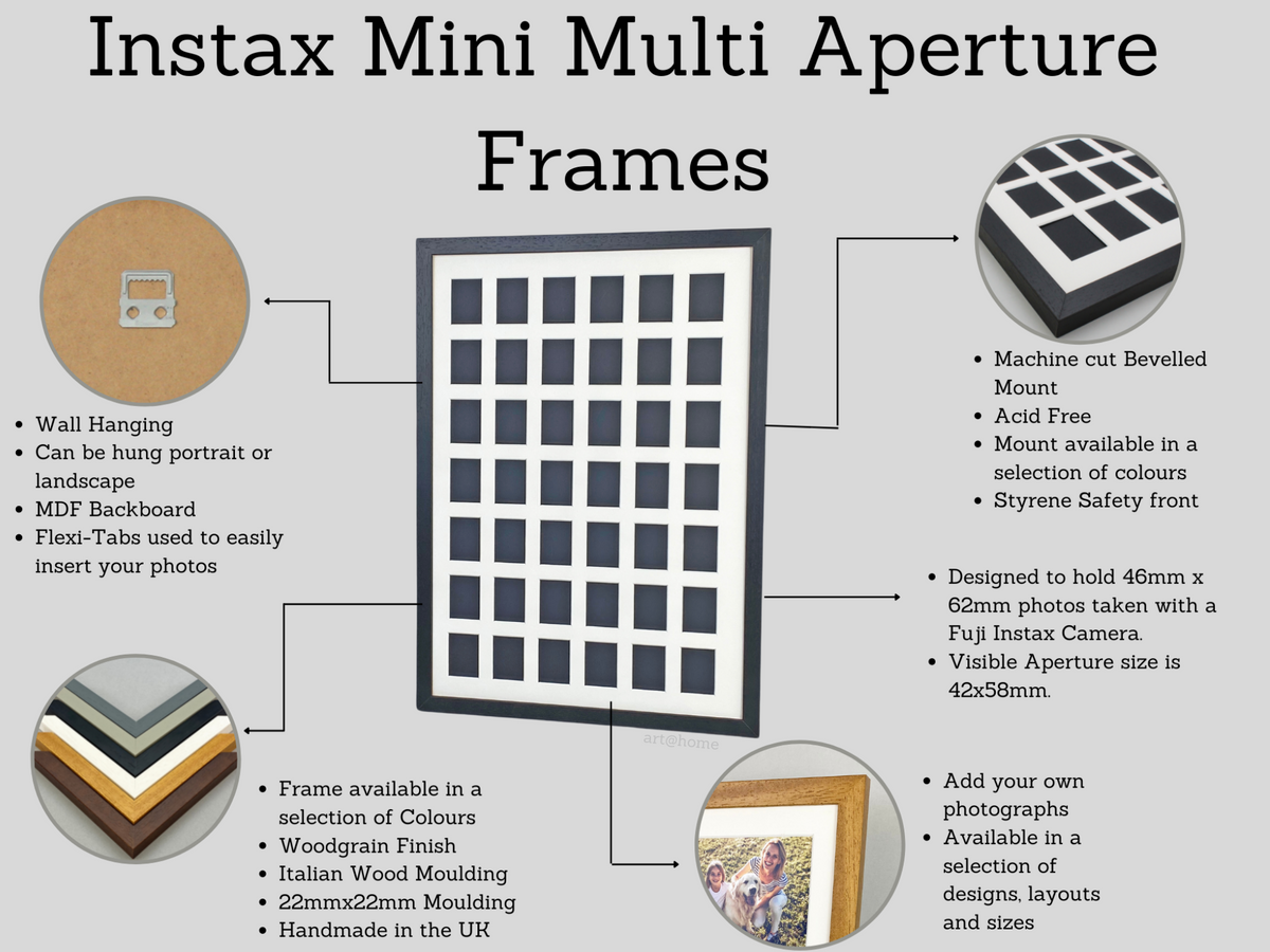 Instax Mini Photo Frame. Holds Twenty Five instax sized Photos. 30x40cm. - PhotoFramesandMore - Wooden Picture Frames