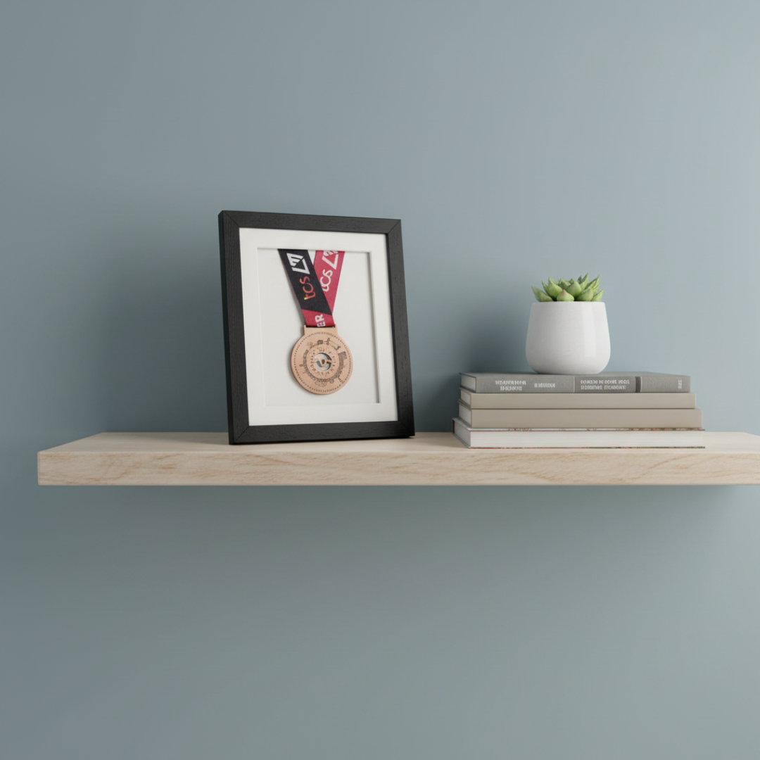 Marathon Medal Frame | Stand or Hang | Black or Oak | Wooden | Made in UK