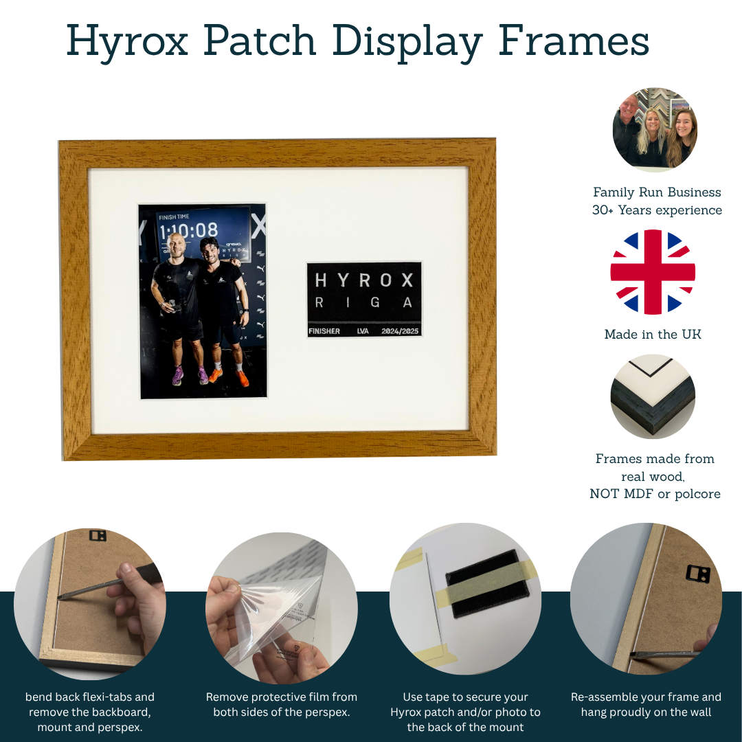 Hyrox Patch & Photo Display Frame | A4 Frame | Wooden Frame |