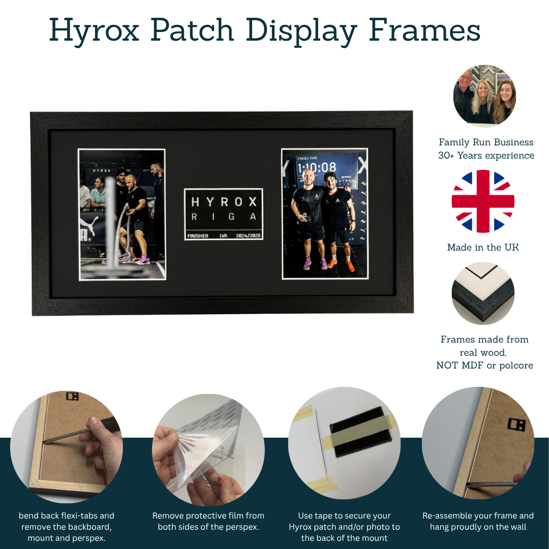 Hyrox Patch & Photo Display Frame | 20x40cm Frame | Wooden Frame |