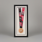 Medal display Frame. For one medal, with full ribbon on show. 20x50cm.