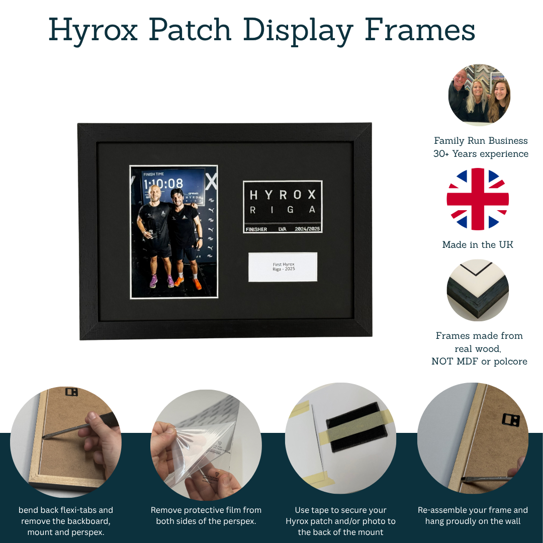 Personalised Hyrox Patch & Photo Display Frame | A4 Frame | Wooden Frame |