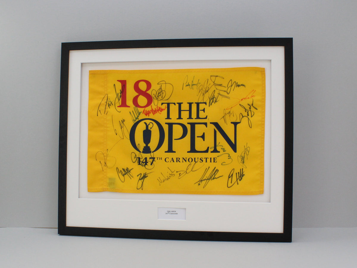 Personalised Flag Display Frame, with text box. Perfect for Golf Flags. - PhotoFramesandMore - Wooden Picture Frames