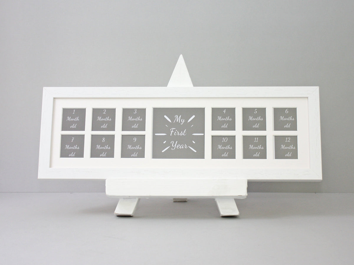 Baby's First Year - Multi Aperture Photo Frame. 15x50cm - PhotoFramesandMore - Wooden Picture Frames