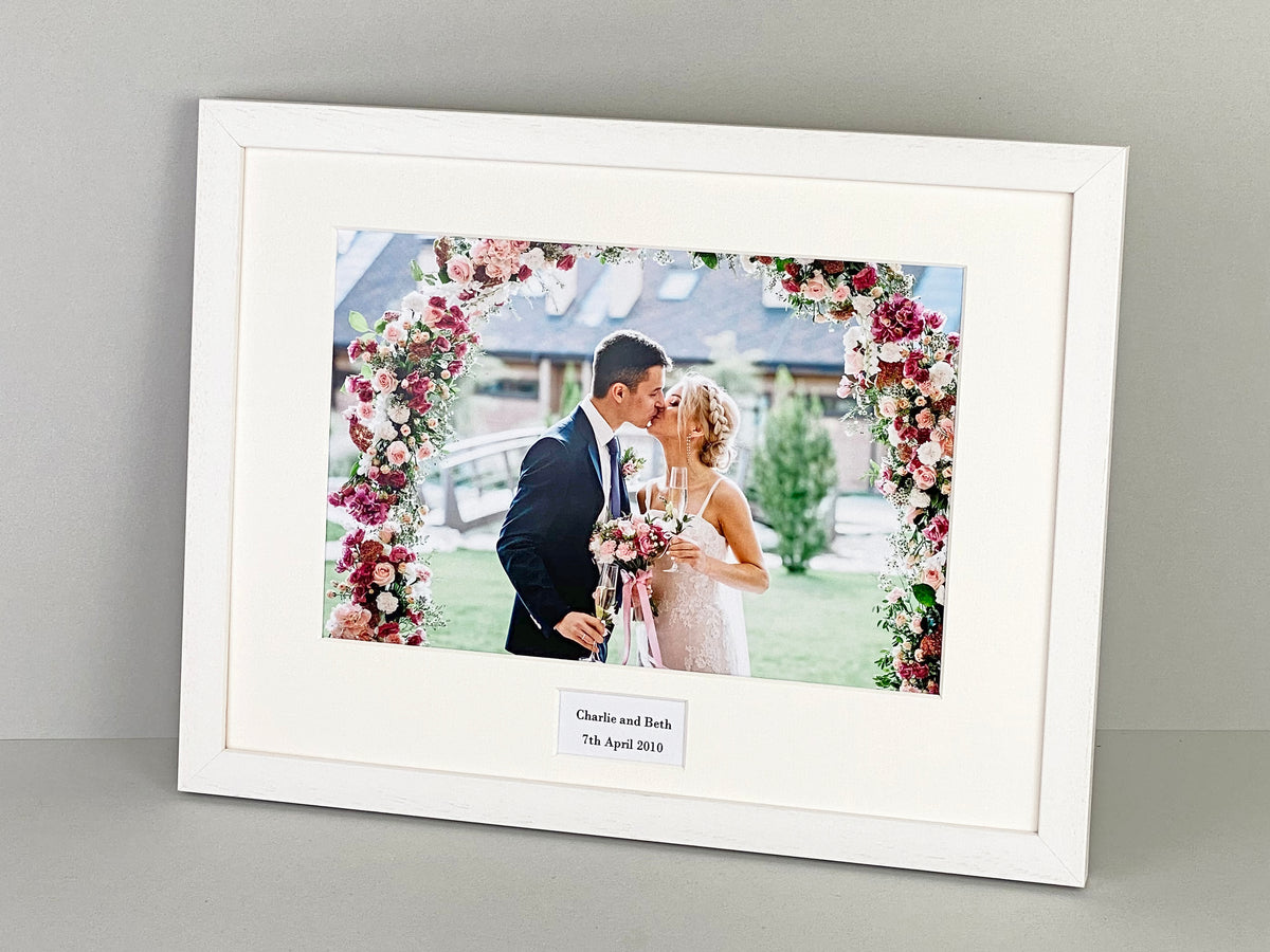 Personalised Wedding Caption Frames. 30x40cm Frame with 12x8" Photo. Your Text and Photo to treasure a special Anniversary. A Perfect Gift. - PhotoFramesandMore - Wooden Picture Frames