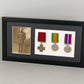 Military and Service Medal display Frame for Three Medals and a 6x4" Photograph. 20x40cm. - PhotoFramesandMore - Wooden Picture Frames