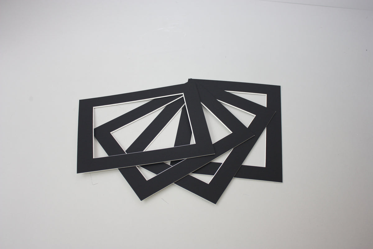Pack of 5 Mounts - Black - PhotoFramesandMore - Wooden Picture Frames